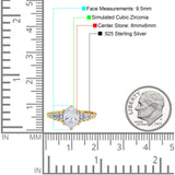 Vintage Style Oval Bridal Wedding Engagement Ring Baguette Simulated Cubic Zirconia 925 Sterling Silver