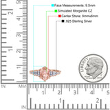 Vintage Style Oval Bridal Wedding Engagement Ring Baguette Simulated Cubic Zirconia 925 Sterling Silver