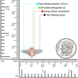 Vintage Style Oval Bridal Wedding Engagement Ring Baguette Simulated Cubic Zirconia 925 Sterling Silver