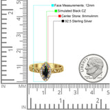 Halo Art Deco Bridal Wedding Engagement Ring Marquise Simulated Cubic Zirconia 925 Sterling Silver