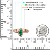 Halo Art Deco Bridal Wedding Engagement Ring Marquise Simulated Cubic Zirconia 925 Sterling Silver