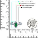 Halo Art Deco Bridal Wedding Engagement Ring Marquise Simulated Cubic Zirconia 925 Sterling Silver