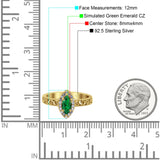 Halo Art Deco Bridal Wedding Engagement Ring Marquise Simulated Cubic Zirconia 925 Sterling Silver