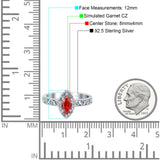 Halo Art Deco Bridal Wedding Engagement Ring Marquise Simulated Cubic Zirconia 925 Sterling Silver