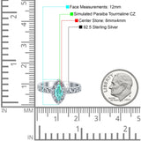 Halo Art Deco Bridal Wedding Engagement Ring Marquise Simulated Cubic Zirconia 925 Sterling Silver