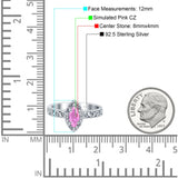 Halo Art Deco Bridal Wedding Engagement Ring Marquise Simulated Cubic Zirconia 925 Sterling Silver