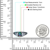 Oval Art Deco Bridal Wedding Engagement Ring Marquise Round Simulated Cubic Zirconia 925 Sterling Silver