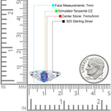 Oval Art Deco Bridal Wedding Engagement Ring Marquise Round Simulated Cubic Zirconia 925 Sterling Silver