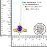 Two Piece Vintage Style Art Deco Wedding Bridal Set Ring Band Oval Simulated Cubic Zirconia 925 Sterling Silver