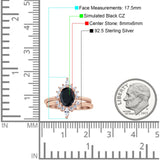 Two Piece Vintage Style Art Deco Wedding Bridal Set Ring Band Oval Simulated Cubic Zirconia 925 Sterling Silver