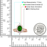 Two Piece Vintage Style Art Deco Wedding Bridal Set Ring Band Oval Simulated Cubic Zirconia 925 Sterling Silver