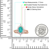 Two Piece Vintage Style Art Deco Wedding Bridal Set Ring Band Oval Simulated Cubic Zirconia 925 Sterling Silver