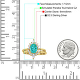 Two Piece Vintage Style Art Deco Wedding Bridal Set Ring Band Oval Simulated Cubic Zirconia 925 Sterling Silver