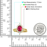 Two Piece Vintage Style Art Deco Wedding Bridal Set Ring Band Oval Simulated Cubic Zirconia 925 Sterling Silver