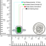 Art Deco Emerald Cut Wedding Bridal Ring Simulated Cubic Zirconia 925 Sterling Silver