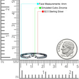 V Curve Baguette Band Eternity Ring Wedding Round Simulated Cubic Zirconia 925 Sterling Silver