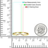 V Curve Baguette Band Eternity Ring Wedding Round Simulated Cubic Zirconia 925 Sterling Silver