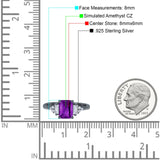 Emerald Cut Art Deco Bridal Wedding Engagement Ring Baguette Simulated Cubic Zirconia 925 Sterling Silver