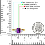 Emerald Cut Art Deco Bridal Wedding Engagement Ring Baguette Simulated Cubic Zirconia 925 Sterling Silver