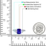 Emerald Cut Art Deco Bridal Wedding Engagement Ring Baguette Simulated Cubic Zirconia 925 Sterling Silver