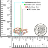 Two Piece Vintage Style Art Deco Engagement Bridal Set Ring Band Round Simulated Cubic Zirconia 925 Sterling Silver