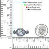 Halo Solitaire Asscher Wedding Ring Infinity Simulated Cubic Zirconia 925 Sterling Silver