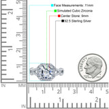 Halo Solitaire Asscher Wedding Ring Infinity Simulated Cubic Zirconia 925 Sterling Silver