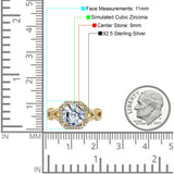 Halo Solitaire Asscher Wedding Ring Infinity Simulated Cubic Zirconia 925 Sterling Silver