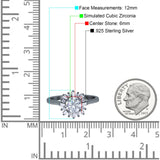 Art Deco Wedding Bridal Ring With Baguette And Round Simulated Cubic Zirconia Stones 925 Sterling Silver