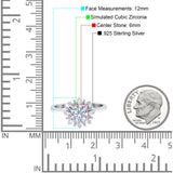 Art Deco Wedding Bridal Ring With Baguette And Round Simulated Cubic Zirconia Stones 925 Sterling Silver