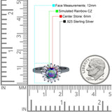 Art Deco Wedding Bridal Ring With Baguette And Round Simulated Cubic Zirconia Stones 925 Sterling Silver