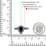 Teardrop Pear Shape Halo Engagement Ring Simulated Cubic Zirconia 925 Sterling Silver