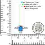 Teardrop Pear Shape Halo Engagement Ring Simulated Cubic Zirconia 925 Sterling Silver