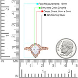 Teardrop Pear Shape Halo Engagement Ring Simulated Cubic Zirconia 925 Sterling Silver