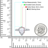Teardrop Pear Shape Halo Engagement Ring Simulated Cubic Zirconia 925 Sterling Silver