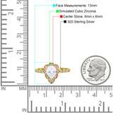 Teardrop Pear Shape Halo Engagement Ring Simulated Cubic Zirconia 925 Sterling Silver