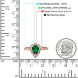 Teardrop Pear Shape Halo Engagement Ring Simulated Cubic Zirconia 925 Sterling Silver