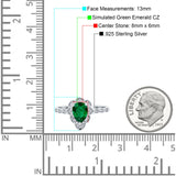 Teardrop Pear Shape Halo Engagement Ring Simulated Cubic Zirconia 925 Sterling Silver