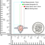 Teardrop Pear Shape Halo Engagement Ring Simulated Cubic Zirconia 925 Sterling Silver