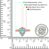 Teardrop Pear Shape Halo Engagement Ring Simulated Cubic Zirconia 925 Sterling Silver