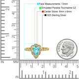 Teardrop Pear Shape Halo Engagement Ring Simulated Cubic Zirconia 925 Sterling Silver