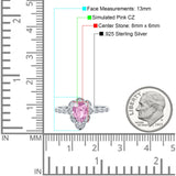 Teardrop Pear Shape Halo Engagement Ring Simulated Cubic Zirconia 925 Sterling Silver