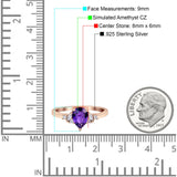 Teardrop Pear Shape Wedding Engagement Ring Simulated Cubic Zirconia 925 Sterling Silver
