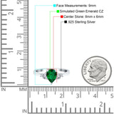 Teardrop Pear Shape Wedding Engagement Ring Simulated Cubic Zirconia 925 Sterling Silver