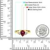 Teardrop Pear Shape Wedding Engagement Ring Simulated Cubic Zirconia 925 Sterling Silver
