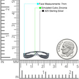 Curve Shape Leaf Design Wedding Engagement Ring Round Simulated Cubic Zirconia 925 Sterling Silver