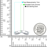 Curve Shape Leaf Design Wedding Engagement Ring Round Simulated Cubic Zirconia 925 Sterling Silver