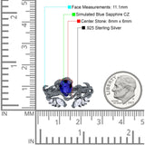 Art Deco Teardrop Pear Leaf Design Wedding Two Piece Ring Simulated Cubic Zirconia Stones 925 Sterling Silver