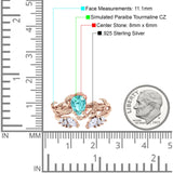 Art Deco Teardrop Pear Leaf Design Wedding Two Piece Ring Simulated Cubic Zirconia Stones 925 Sterling Silver