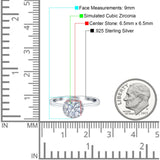 Art Deco Wedding Bridal Ring Halo Round Simulated Cubic Zirconia Stones 925 Sterling Silver